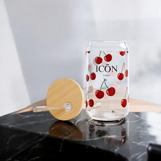 ICŌN Paris Cherry Love Glass Sipper Tumbler